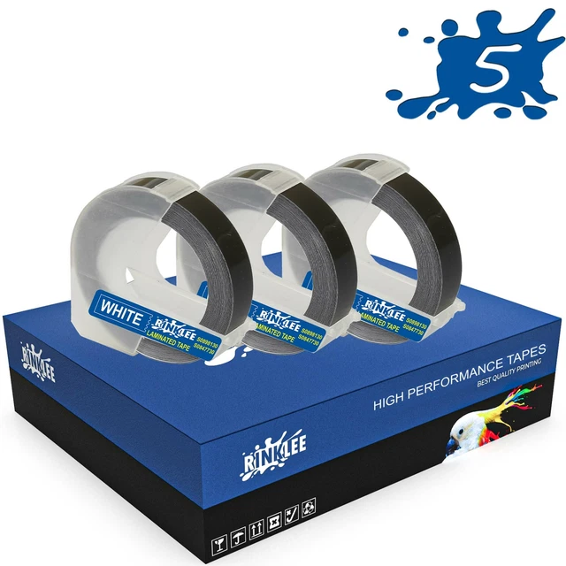 3 Rolls 3D Embossing Label Tape Compatible with DYMO Omega & Junior Embossers
