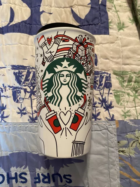 STARBUCKS 2017 Christmas Holiday Travel Tumbler 12oz Mug Coffee Cup RED DOT