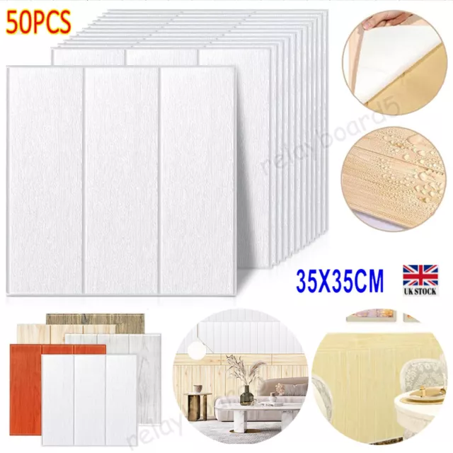 50PCS 3D Tile Brick Wall Sticker LARGE Soft Self-adhesive Waterproof.Foam Panel
