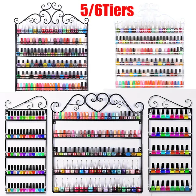 5 Tier Nail Polish Display Shelf Rack Wall Mounted Cosmetic Stand Holder Metal