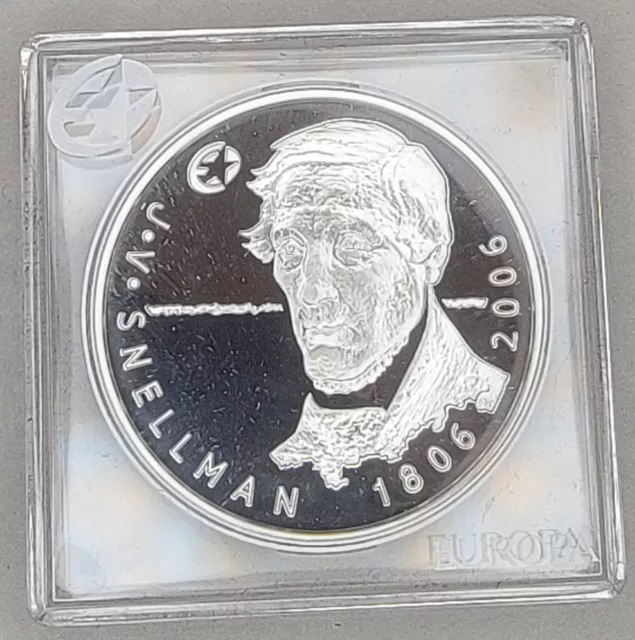 2006 Finland 10 Euro Silver Coin Proof JV Snellman Suomi .925 Sterling w/ Cert.