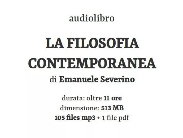 CD audiolibro mp3 LA FILOSOFIA CONTEMPORANEA Emanuele Severino audiobook