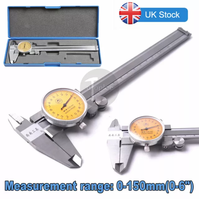 1Set Metric Dial Caliper Micrometer Sliding Scale Vernier Gauge 0-150mm Steel UK