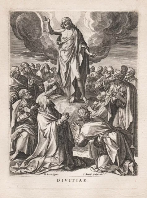 J. Sadeler M. de Vos / The Ascension of Christ engraving Kupferstich 1580