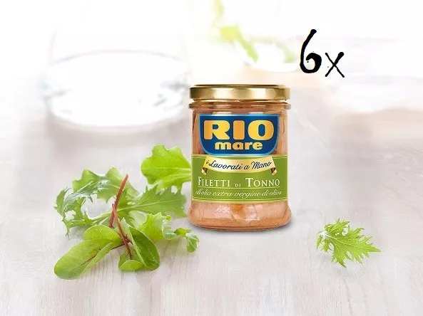 6x Rio mare extrà Tonno Filets verlegt Thunfisch natives Olivenöl extra 180 g