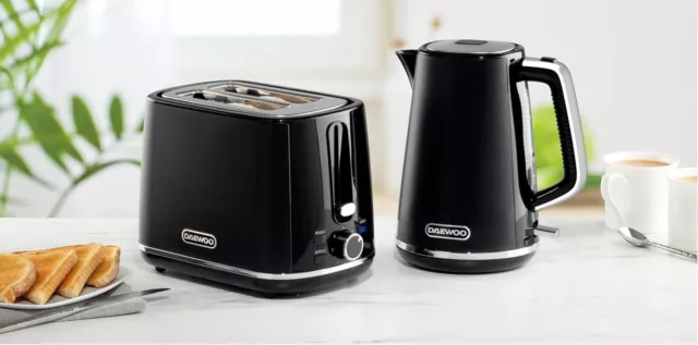 Daewoo Stirling Collection 1.7L Jug Kettle with Matching 2 Slice Toaster - Black