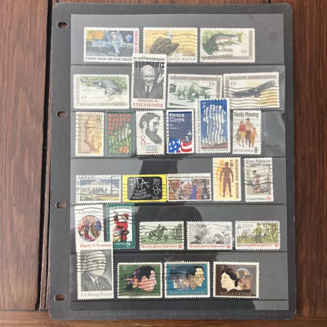 USA Stamps Mainly Used On 5 Stockcards Plus 200 + Loose Stamps