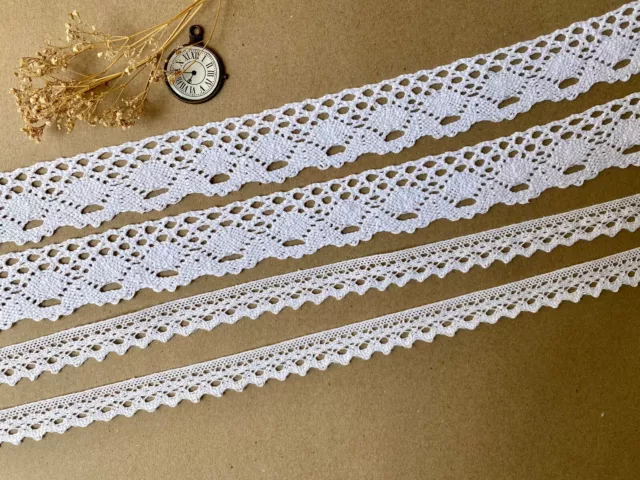 White Cotton Crochet Lace Trim Ribbon by 2M/5M/10M Sewing Dress DIY Craft