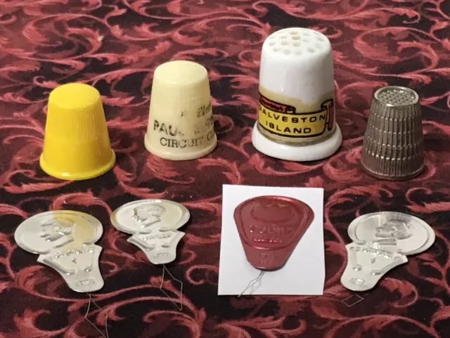 Vtg Lot of 4 Thimbles & 4 Vintage Japan Metal Needle Threaders
