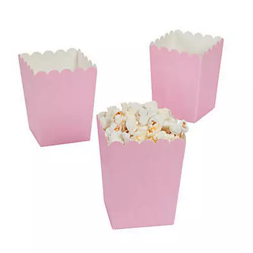 Pack of 12 - Light Pink Popcorn Boxes -  Party Box Favors