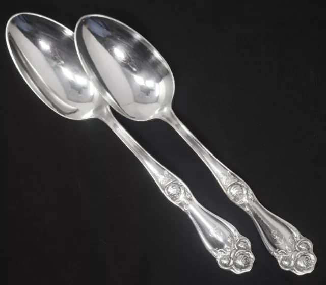 Holmes & Edwards American Beauty Rose Serving Spoon set of 2. 8" "L" Monogram