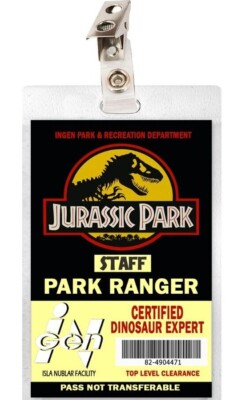 JURASSIC PARK / World Ranger ID Badge Name Tag Prop for Cosplay Costume Laminate $7.99 - PicClick