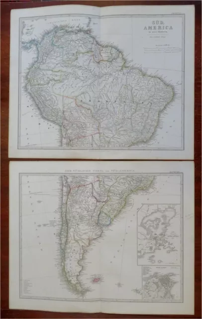South America Brazil Peru Venezuela Chile 1869 Stulpnagel detailed 2 sheet map