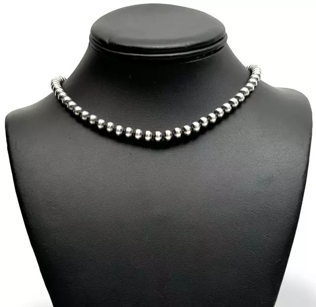 Authentic Handmade Sterling Silver Navajo Pearls Native American Bead Necklace