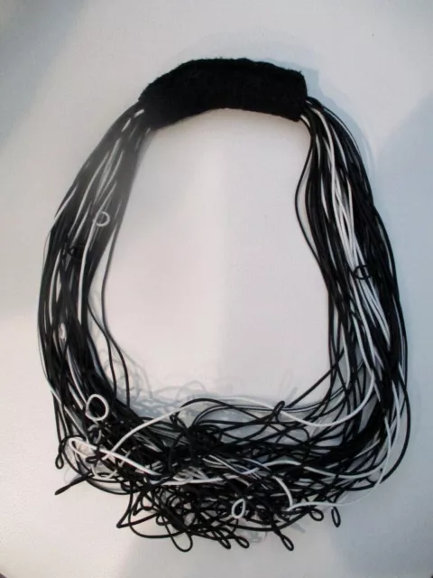 Artisan Eclectic Black & White Bungee One Of A Kind Statement Necklace
