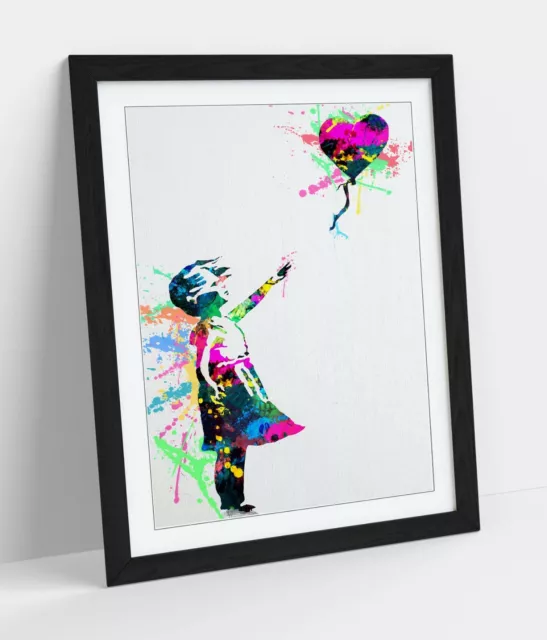 Banksy, Balloon Girl Rainbow Splash Art -Framed Wall Art Picture Print