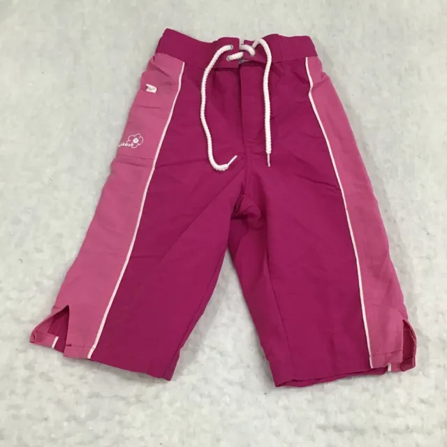 Oshkosh Unisex Kids Pink Flat Front Drawstring Nylon Windbreaker Pants Size 6
