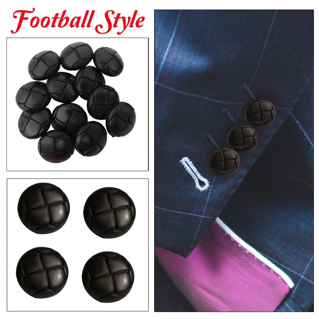 5 Boutons Marron Effet Cuir Football - Diamètre ~20mm, Article 0786, Neuf