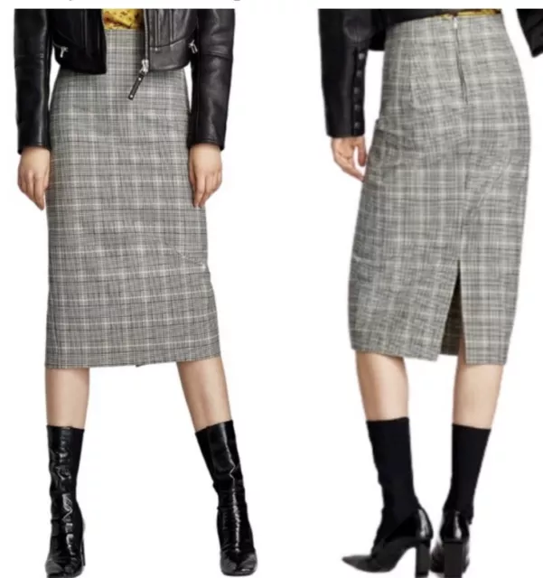 NWT ZARA WOMAN High Waist Plaid Checks Pencil Skirt Size Small Back Slit  Detail $39.99 - PicClick