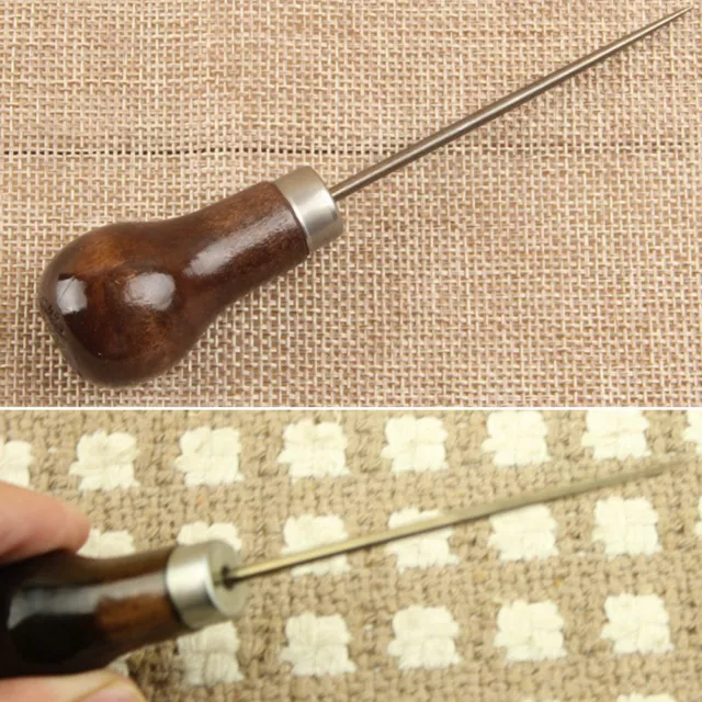 Herramienta de ala de madera con mango de cuero profesional de 11 cm para coser artesanal SeDSZ8