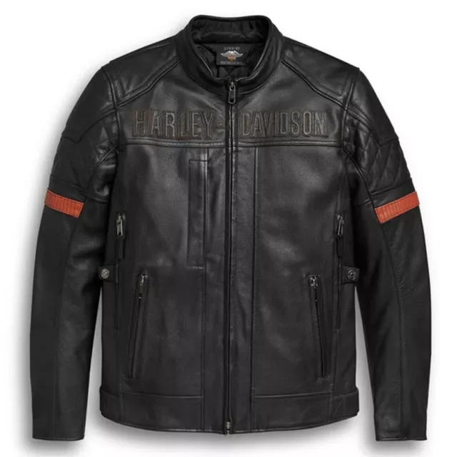 Harley Davidson Men's Vanocker Waterproof H-D Triple Vent System Leather Jacket