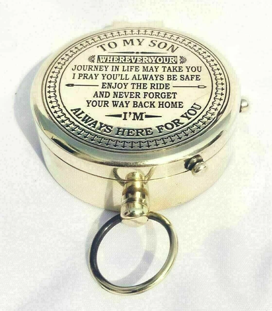 Nautical Engraved Brass Compass Gift to My Son/Nautical Gift for Son from Dad