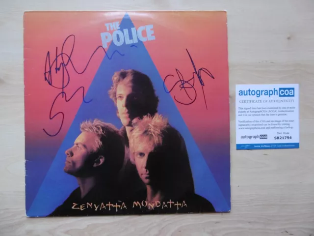 The Police Sting Original Autogramme signed LP-Cover Zenyatta Mondatt Vinyl ACOA