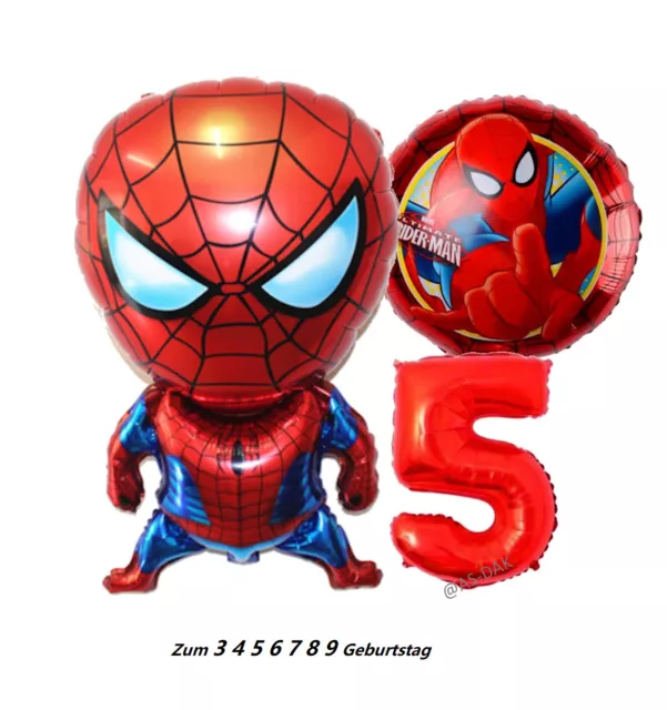Spiderman Folienballon + Zahl Superheld Jungen Kinder Geburtstag Party Deko