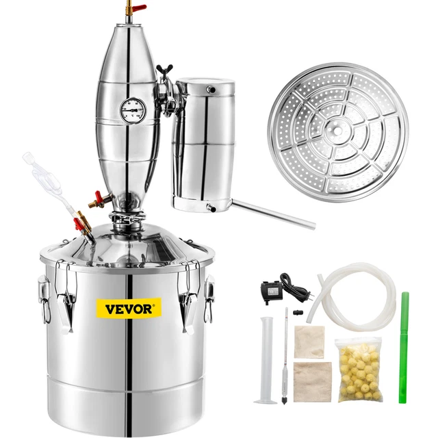 VEVOR 8G 30L Alcohol Distiller Brewing Kit Moonshine Still Stainless Wine Boiler