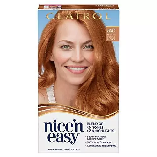 Clairol Nice'n Easy Permanent Hair Dye, 8SC Medium Copper Blonde Hair Color, 1