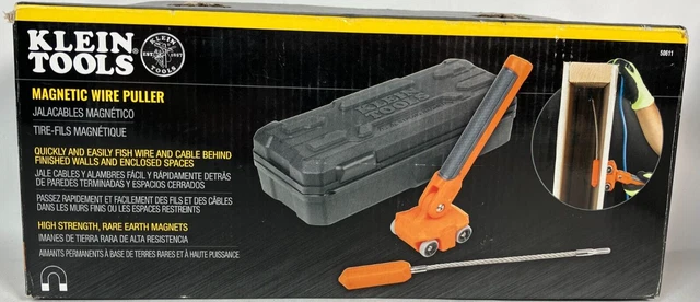 Klein Tools Magnetic Wire Puller with Case Magnets Walls 50611 New in Box NIB
