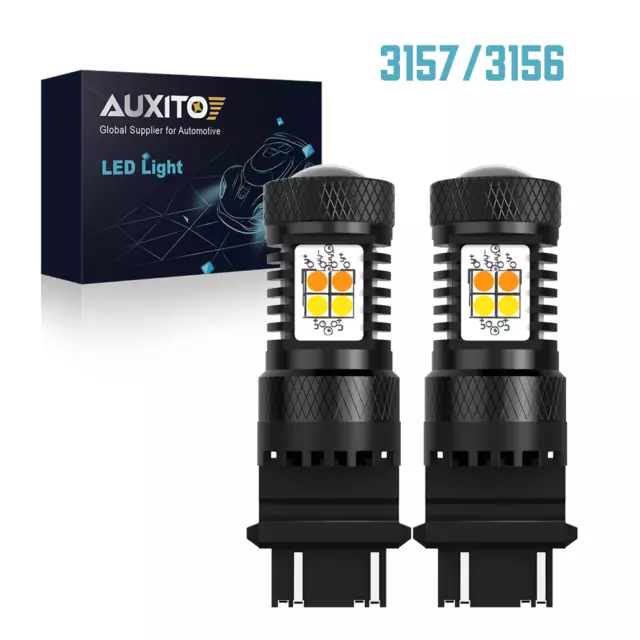 CANBUS Error Free White/Amber 3157 LED DRL Switchback Turn Signal Light Bulbs 2x
