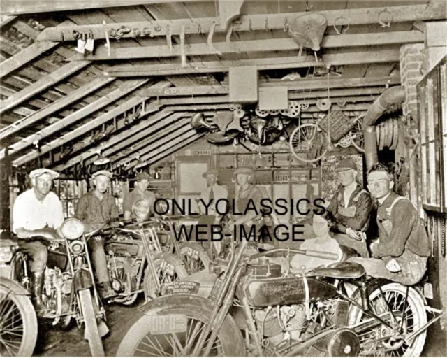 1921 Early Harley Davidson Motorcycle Dealer Shed 8X10 Photo In Roseburg, Oregon