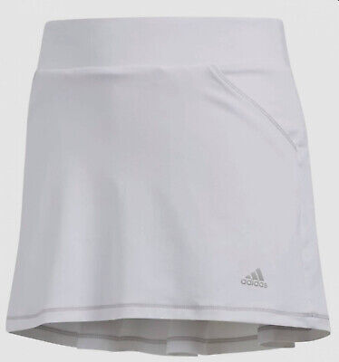 $45 Adidas Kid's Girl's White Stretch Active Pull-On Pleat Skirt Skort Size M