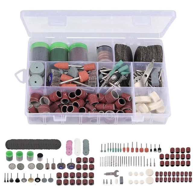 QWORK® Kit 531 Pièces Tambours De Ponçage Rotatifs - Multi-Grains 60-800 + Mandrins 6,35/9,5/12,7 Mm - Pour Outils Rotatifs