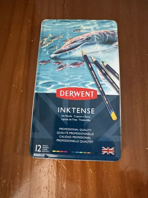 Derwent Inktense Set of 12 pencil crayons Made in Britain