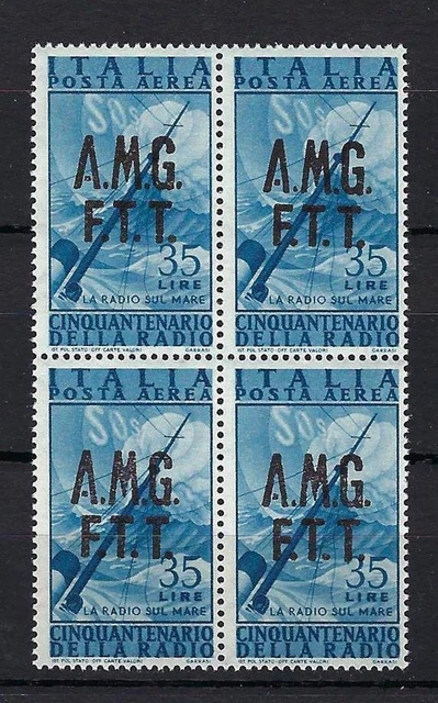 Trieste 1947 Sc# C11 Occupation Airmail Radio 50 anniv Italy block 4 MNH CV $15