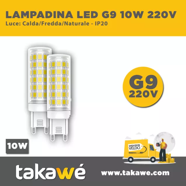 Lampadina Led Smd 10W 360° Attacco G9 - Luce Calda / Naturale / Fredda 220V