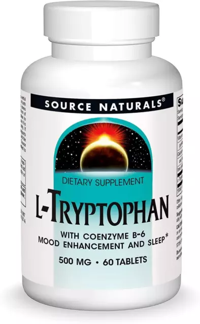 Source Naturals L-Tryptophan mit Coenzym B-6 500mg 60 Tabletten, Stimmungsentspannung