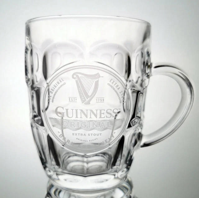 Guinness Original Extra Stout Beer Dimpled Pint Tankard Glass 20oz