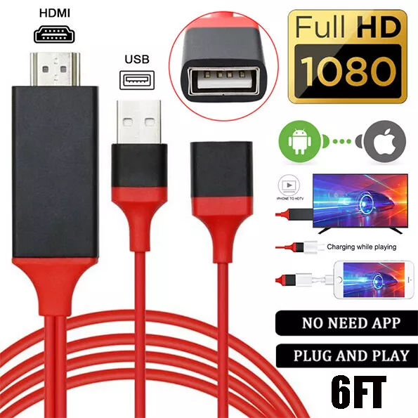 Pour Iphone Android Type C 1080P Hdmi Câble Téléphone Vers Tv Hdtv Av €