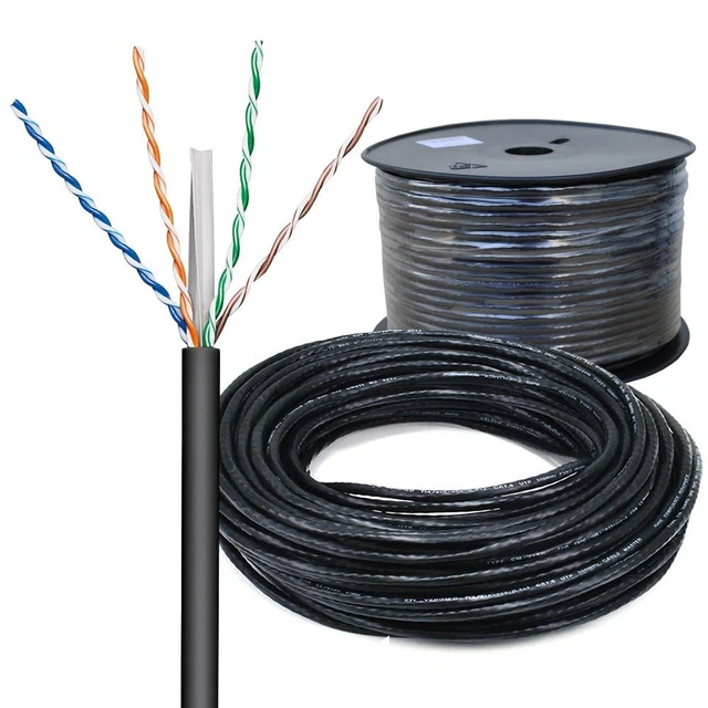 50m CAT 6 Netzwerk Verlegekabel LAN Gigabit 4x2xAWG23/1 U/UTP UV Outdoor 250 MHz
