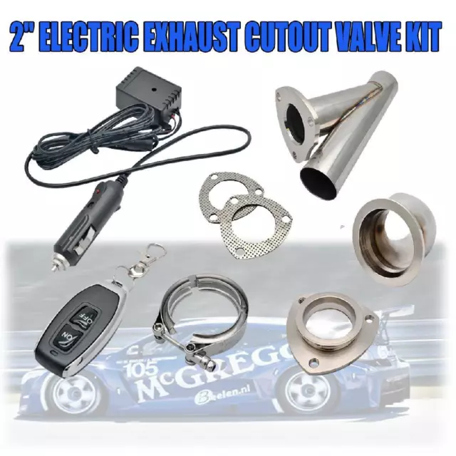 DC 12V 2" 51mm Electric Exhaust Catback Downpipe Systems Kit Remote Control