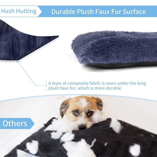 Super Soft Gray-Black Plush Dog Bed Memory Foam Pet Cushion Mats for Large Dog 6