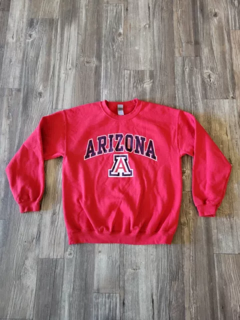 University of Arizona Wildcats Sweatshirt Mens Medium Red Crew Neck Gildan Comfy
