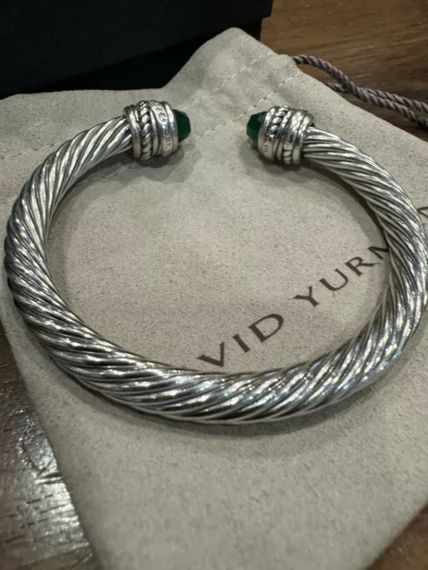 DAVID YURMAN CABLE Classics Cuff Bracelet 925 Sterling Silver Green ...