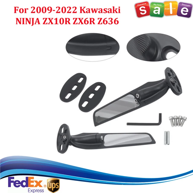 1 Pair Rear-view Side Mirrors Fit 09-22 Kawasaki NINJA ZX10R ZX6R Z636 ZX6RR New