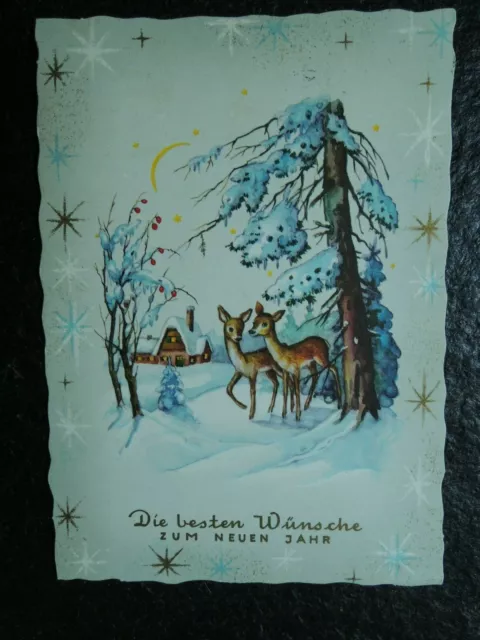 Alte AK , Ansichtskarte , Rehe im Schnee ,.... Wünsche zum neuen Jahre , (A540)