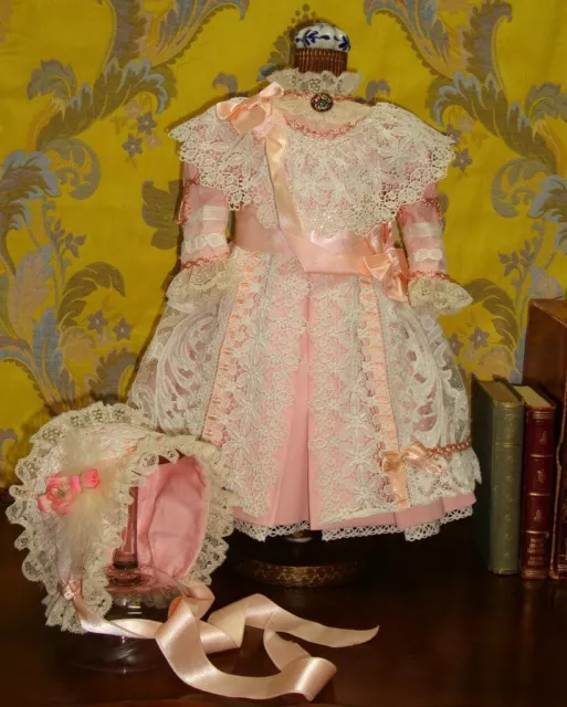 Dress for antique porcelain doll. French or German bisque dolls. JUMEAU, BRU.