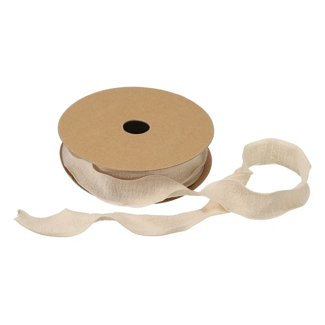 Cinta de albaricoque satinada doble borde de volantes de 1 pulgada 10 yardas color liso